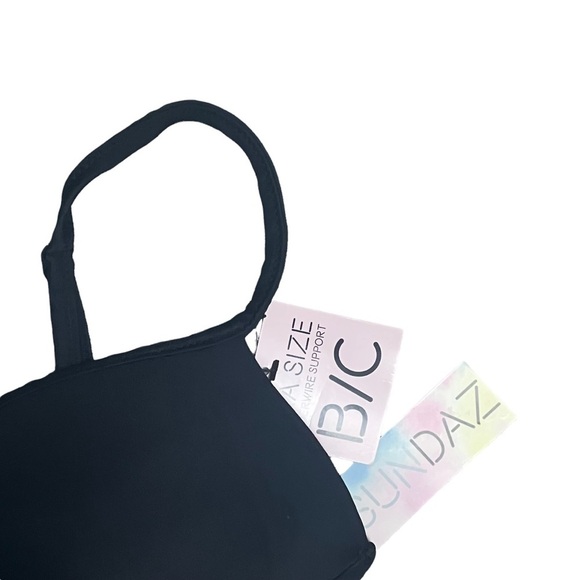 NWT SunDazed 34B/C Bikini Top Black Maya V Wire Bra SizedUnderwire Swimsuit - Picture 4 of 11